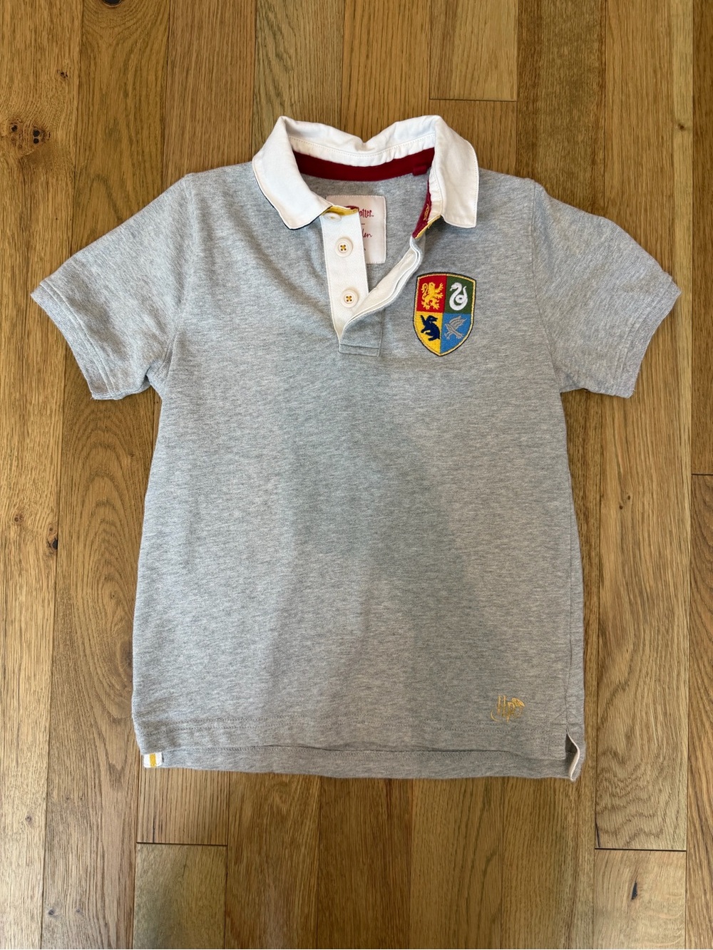 Mini Boden Harry Potter Hogwarts Heritage Rugby Polo Shirt Boys 8-9Y Gray
